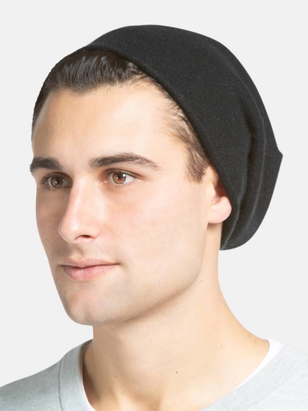 Fishers Finery black Slouchy knitted Cashmere Beanie BLACK slouchy beanie